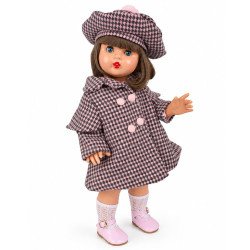 Mariquita Pérez Puppe 50 cm - Wintermantel mit Karomuster - Brünette