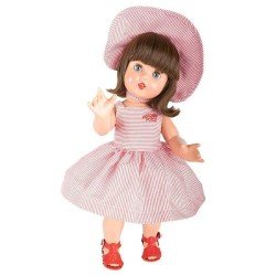 Mariquita Pérez Puppe 50 cm - Mit weiß und rosa gestreiftem Kleid mit Trägern