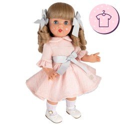 Outfit für Mariquita Pérez Puppe 50 cm - Silbernem rosa Kleid