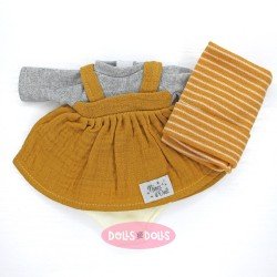 Kleidung für Mia Puppen 30 cm - Senfset mit Hut