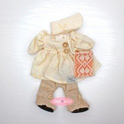 Kleidung für Nines d'Onil Puppen 30 cm - Mia - Beigefarbenes Kleid mit orangefarbener Tasche