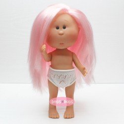 Nines d'Onil Puppe 23 cm - Little Mia mit rosa glattem Haar - Ohne Kleidung