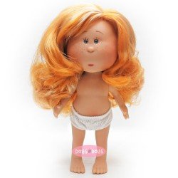 Nines d'Onil Puppe 23 cm - Kleine Mia mit welligem rotem Haar mit Strähnchen - Ohne Kleidung