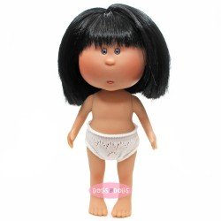 Nines d'Onil Puppe 23 cm - Little Mia mit glattem schwarzem Haar mit Fransen - Ohne Kleidung