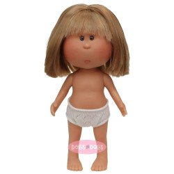 Nines d'Onil Puppe 23 cm - Little Mia mit glattem blondem Haar mit Fransen - Ohne Kleidung