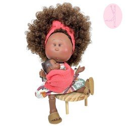 Nines d'Onil Puppe 30 cm - GELENKTE Mia - brunette Mutti mit Naturdruckkleid