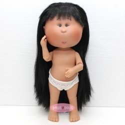 Nines d'Onil Puppe 30 cm - GELENKTE Mia - Mia mit Schwarzes glattes Haar - Ohne Kleidung