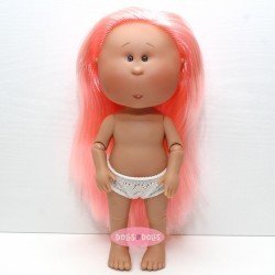 Nines d'Onil Puppe 30 cm - GELENKTE Mia - Mia mit Rosa glattes Haar - Ohne Kleidung