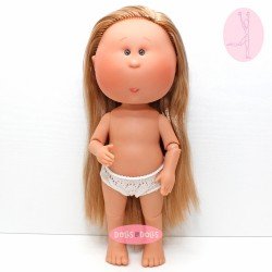 Nines d'Onil Puppe 30 cm - GELENKTE Mia - Mia blond mit glattes Haar - Ohne Kleidung