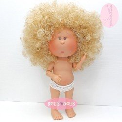Nines d'Onil Puppe 30 cm - GELENKTE Mia - Mia mit lockigem blondem Haar - Ohne Kleidung