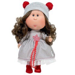 Nines d'Onil Puppe 23 cm - Little Mia Christmas - Brünette mit grauem Weihnachtsoutfit