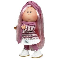 Nines d'Onil Puppe 30 cm - Mia mit rosa Haaren und Winterschürze