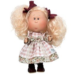 Nines d'Onil Puppe 30 cm - Mia mit rosa Haaren und kariertem Kleid