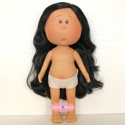 Nines d'Onil Puppe 30 cm - Mia mit schwarzem gewelltem Haar - Ohne Kleidung
