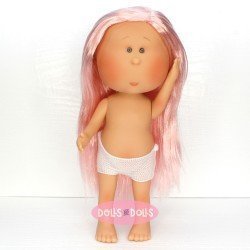 Nines d'Onil Puppe 30 cm - Mia mit glatten rosa Haaren - Ohne Kleidung