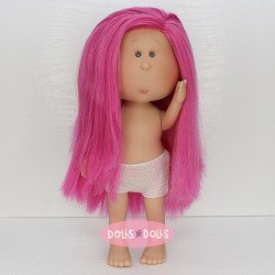 Nines d'Onil Puppe 30 cm - Mia mit fuchsiafarbenen Haaren - Ohne Kleidung
