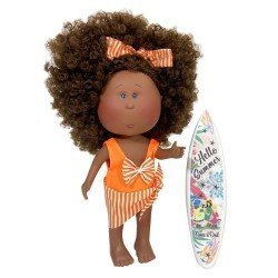 Nines d'Onil Puppe 30 cm - Mia Sommer schwarz mit lockigem Haar und Badeanzug