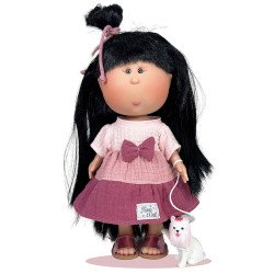 Nines d'Onil Puppe 30 cm - Mia mit rosa Kleid mit Maskottchen