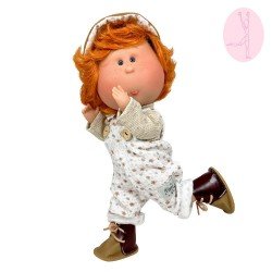 Nines d'Onil Puppe 30 cm - GELENKTE Mio - mit orangefarbenem Haar mit bedruckter Pichi und Mütze