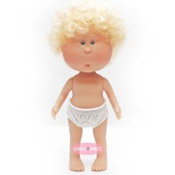 Nines d'Onil Puppe 23 cm - Little Mio mit lockigem blondem Haar - Ohne Kleidung