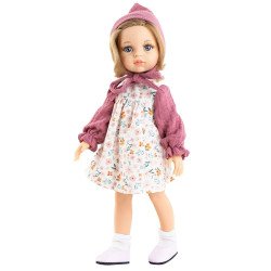 Paola Reina Puppe 32 cm - Las Amigas - Carla mit Blumenkleid und rosa Kapuze