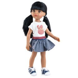 Paola Reina Puppe 32 cm - Las Amigas - Caya mit Häschen-T-Shirt und Jeansrock