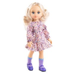 Paola Reina Puppe 32 cm - Las Amigas - Clara mit rosa Blumenkleid und lila Schuhen