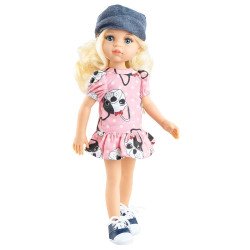 Paola Reina Puppe 32 cm - Las Amigas - Claudia im rosa Welpenkleid mit Jeansmütze