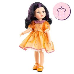 Outfit für Paola Reina Puppe 32 cm - Las Amigas - Carina - Orangefarbenem Kleid mit Herzen