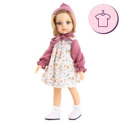 Outfit für Paola Reina Puppe 32 cm - Las Amigas - Carla - Blumenkleid und rosa Kapuze
