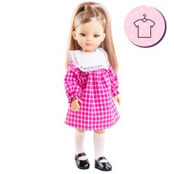 Outfit für Paola Reina Puppe 32 cm - Las Amigas - Cassandra - Rosa kariertem Kleid