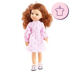 Outfit für Paola Reina Puppe 32 cm - Las Amigas - Celia - Rosa Kleid mit Herzen