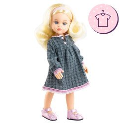 Outfit für Paola Reina Puppe 32 cm - Las Amigas - Laura - Grau karierten Kleid