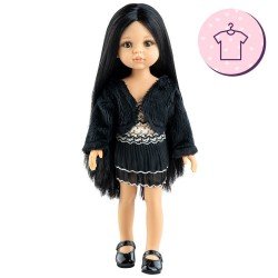 Outfit für Paola Reina Puppe 32 cm - Las Amigas - Carola - Schwarzem Kleid mit Bordüren und Jacke