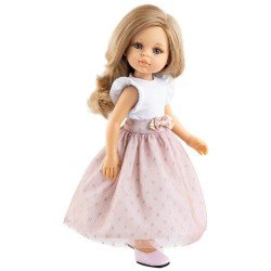 Paola Reina Puppe 32 cm - Las Amigas - Ana in weiß-rosa Kleid mit Tupfen