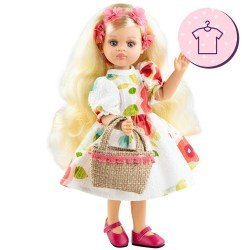 Outfit für Paola Reina Puppe 32 cm - Las Amigas Articulated - Concha - Blumenkleid und Korb