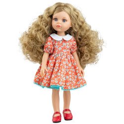 Paola Reina Puppe 32 cm - Las Amigas - Carla in einem roten Kleid mit weißen Blumen