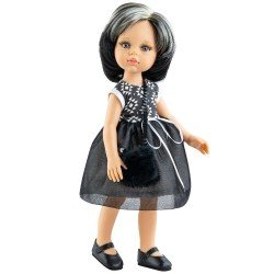 Paola Reina Puppe 32 cm - Las Amigas Funky - Ani in einem schwarzen Kleid mit geometrischen Formen