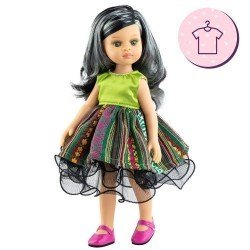 Outfit für Paola Reina Puppe 32 cm - Las Amigas Funky - Kechu - Kleid mit gestickten Bordüren