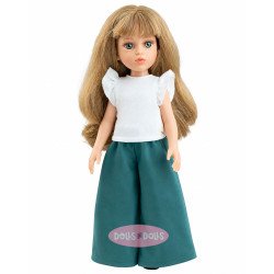 Paola Reina Puppe 32 cm - Las Amigas - Kiara mit weißem T-Shirt und weiten grünen Hosen