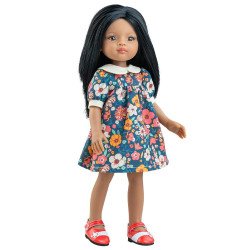 Paola Reina Puppe 32 cm - Las Amigas - Meily in einem bunten Blumenkleid
