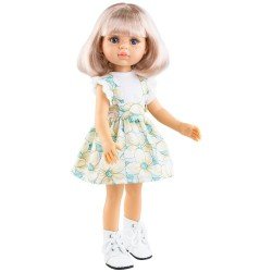 Paola Reina Puppe 32 cm - Las Amigas - Rosa mit gelber und blauer Blume Kleid