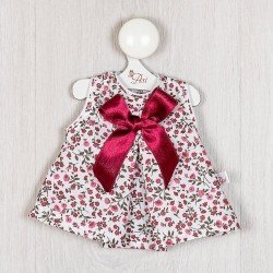 Outfit für Así-Puppe 36 cm - Rotes Blumenkleid mit kastanienbrauner Schleife für Sammy-Puppe