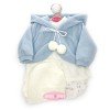 Completo per bambola Antonio Juan 52 cm - Collezione Mi Primer Reborn - Abito bianco con giacca azzurra e cappello bianco