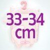 Completo per bambola Antonio Juan 33-34 cm - Tutina a pois rosa con cappello e coperta