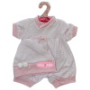 Completo per bambola Antonio Juan 40-42 cm - Tutina bianca e rosa con cappellino