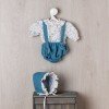 Completo per bambola Así 46 cm - Camicia e pantaloni floreali con bretelle blu per bambola Leo