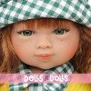 Bambola D'Nenes 34 cm - Marieta con salopette gialla et camicia e cappellino a quadri