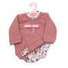 Completo per bambola Antonio Juan 40-42 cm - Tutina floreale con cappello e giacca fucsia