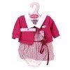Completo bambola Antonio Juan 33-34 cm - Completo stampato con giacca fucsia e fiocco per la testa